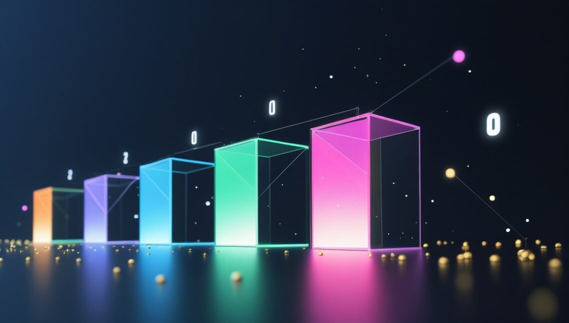 Abstract visualization of connected data structures in sequence