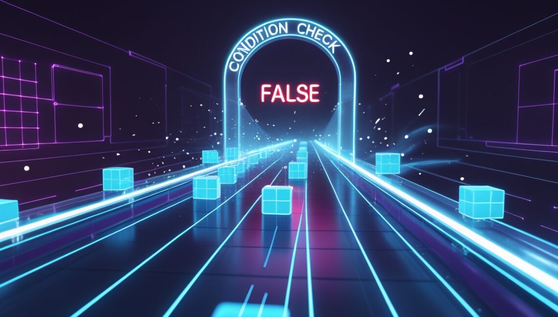 A glowing circular track of blue light endlessly loops back on itself, until it encounters a red barrier that breaks the circuit. The light fades to darkness—the loop has ended.