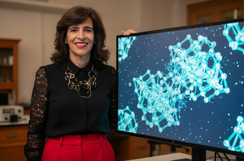 Marcia Barbosa, Brazilian physicist and L'Oréal-UNESCO For Women in Science laureate, working with molecular simulations of water molecules at her laboratory at the Federal University of Rio Grande do Sul, Brazil
